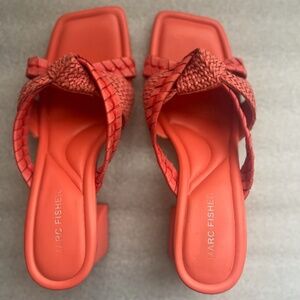 Marc Fisher Lasket Woven Sandals 3" Block Heel Orange 9M